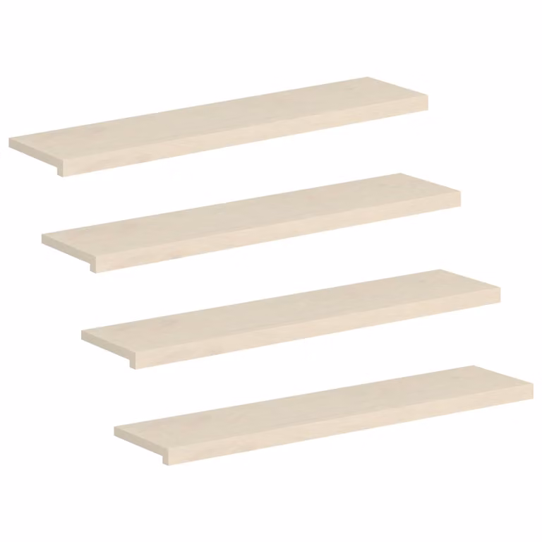 Set de 4 peldaños autoadhesivos vidaXL en color blanco y madera de roble sólido, An/P/Al: 120 x 25 x 2 cm
