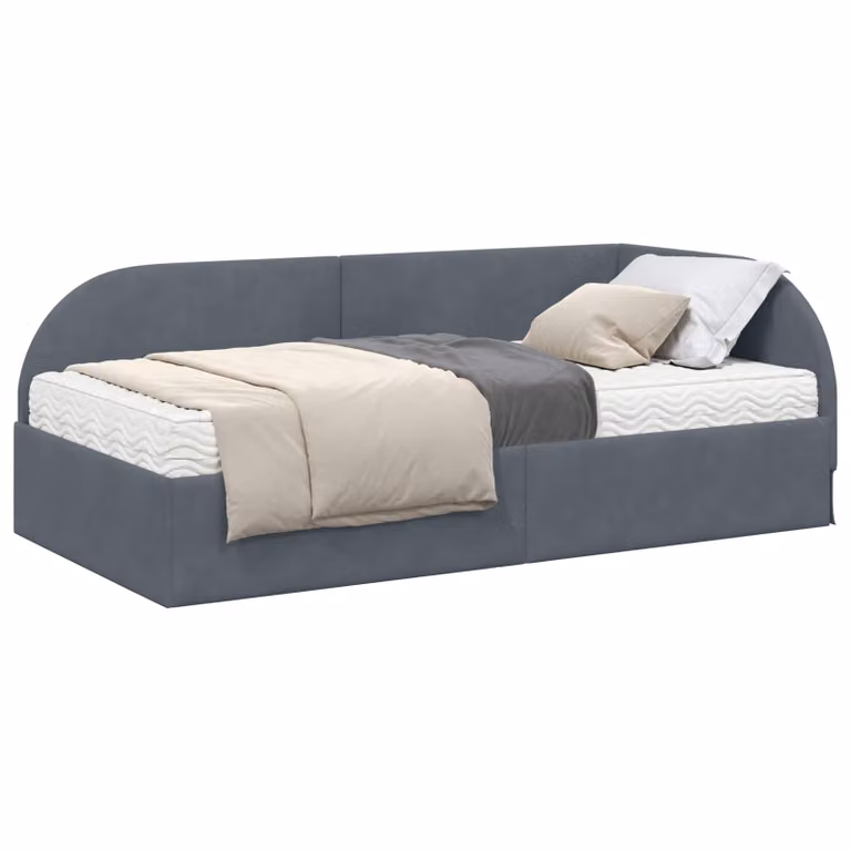 Estructura de cama de esquina con 2 colchones vidaXL en gris, An/P/Al: 100 x 200 cm