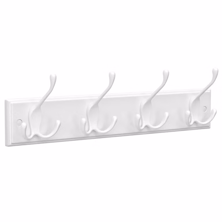 Perchero de pared Songmics con panel de MDF y ganchos de metal en color blanco brillante