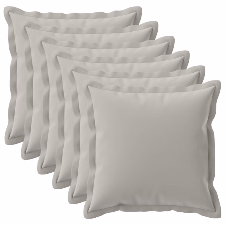 Set de 6 fundas de almohada vidaXL HOUTEN de poliéster, color gris, 80 x 80 cm