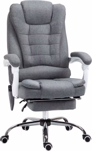 Silla de oficina ejecutiva Vinsetto con masaje, calefacción, reposapiés y control remoto, color gris, An/P/Al: 65 x 70 x 111-119 cm