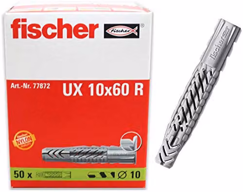 Taco universal de nylon Fischer UX 10x60 R gris, caja de 50 unidades