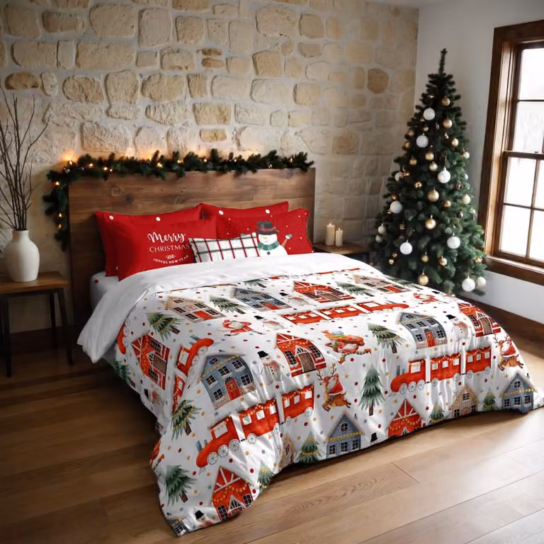 Funda nórdica de Navidad Decolores Home multicolor en poliéster, An/P/Al: 155 x 220 cm