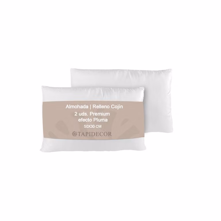 Pack de 2 rellenos de cojín efecto pluma TAPIDECOR blancos, antibacterianos y transpirables, An/P: 50 x 30 cm