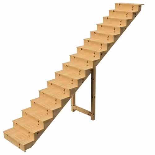 Escalera exterior de madera Vinuovo de 16 peldaños color verde, An/P/Al: 80 x 29 x 275 cm