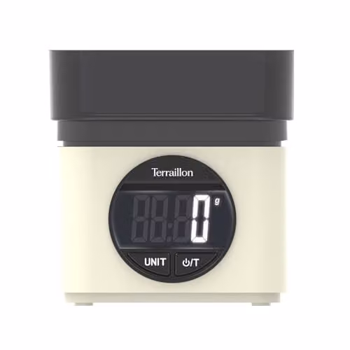 Báscula electrónica de cocina Terraillon BA22 Mythique color beige con cuenco de 0,7 l, pantalla LCD XXL y función Tare
