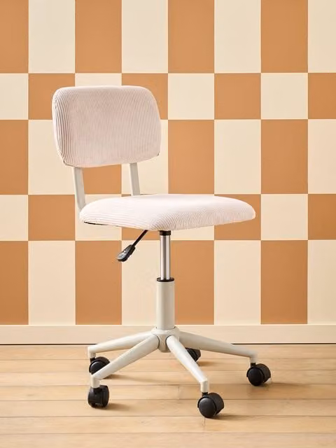 Silla de escritorio infantil Vertbaudet de pana en color beige con altura ajustable y ruedas