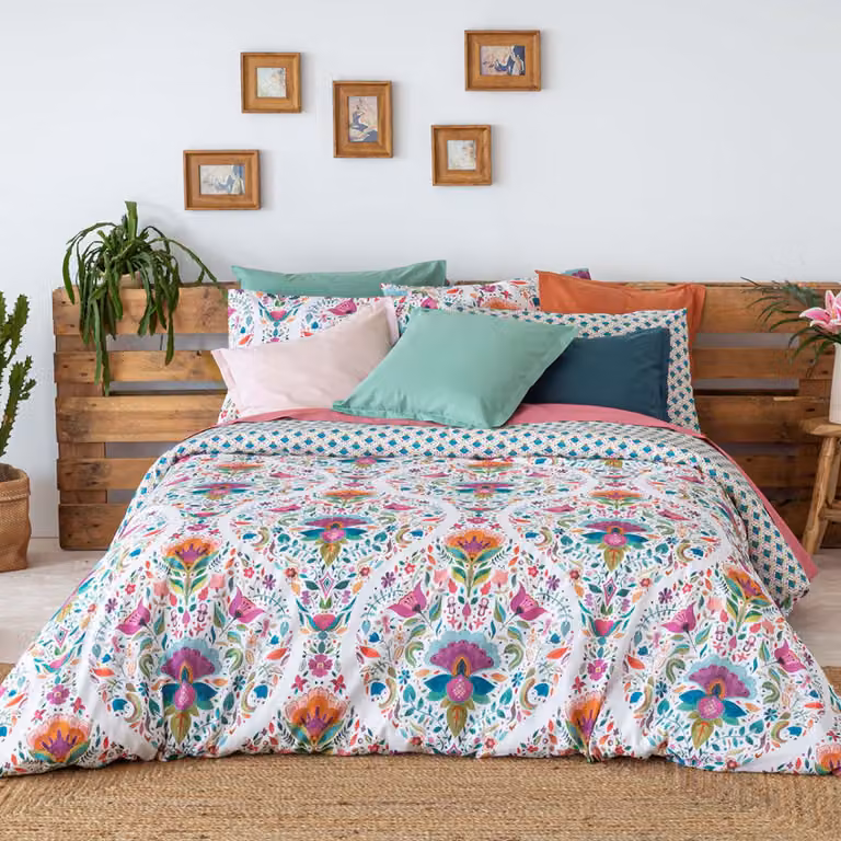 Funda nórdica reversible de algodón Naf Naf con diseño floral multicolor de 200 x 200 cm