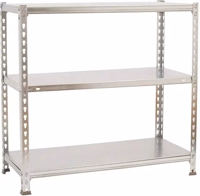 Estantería metálica SIMONRACK de 3 estantes ajustables en color plata, Al x An x Pr: 90 x 80 x 50 cm
