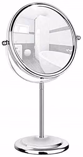 Espejo de maquillaje Maximex de mesa con 7 aumentos en color plata y acabado metálico rectangular