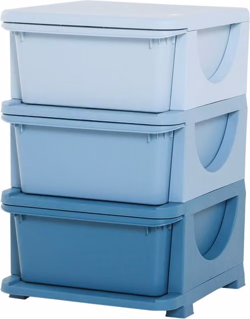 Armario de almacenaje infantil NORTHIX con cajones, color azul, An/P/Al: 37 x 37 x 56,5 cm