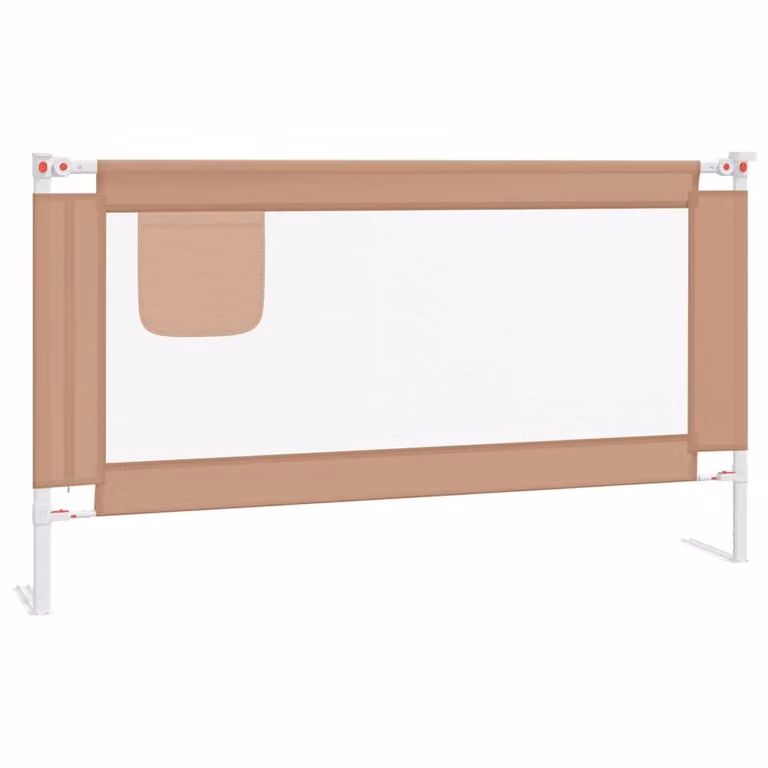Barandilla de seguridad extensible para cama infantil vidaXL en color gris taupe con tela y metal, An: 150 cm, Al: 25 cm