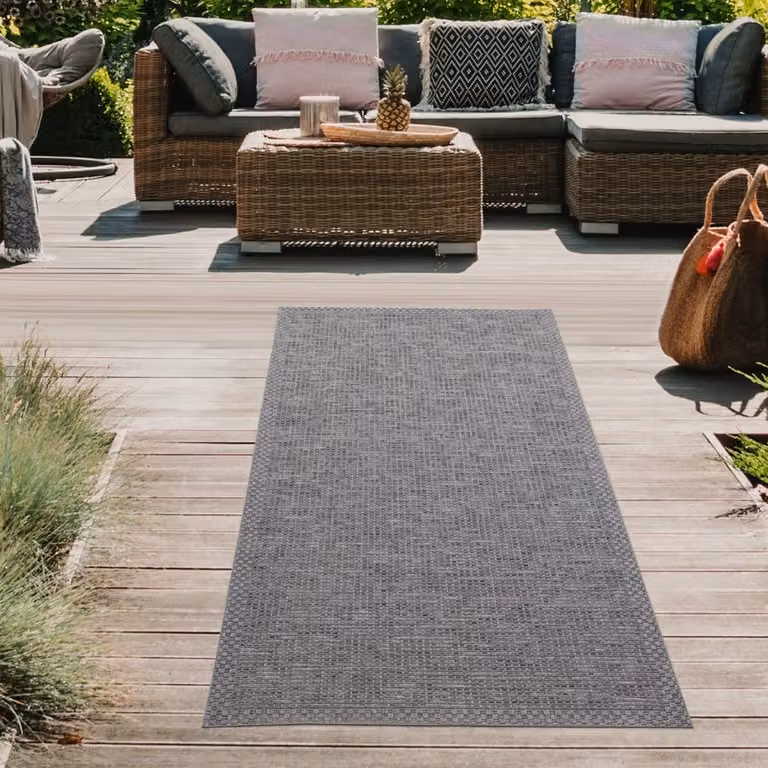 Alfombra Teppich-Traum con efecto sisal para interior y exterior, color gris, An/P: 80 x 150 cm