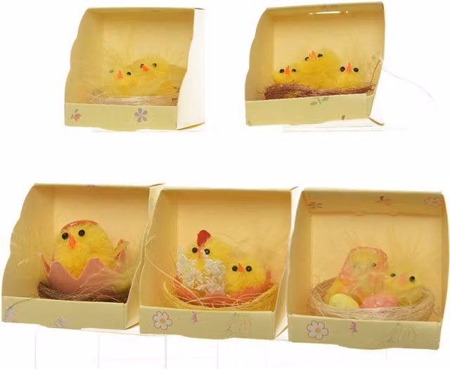 Nidos de Pascua EDM de tela redondos en color amarillo, modelos surtidos, Diámetro: 5 cm, Altura: 4 cm