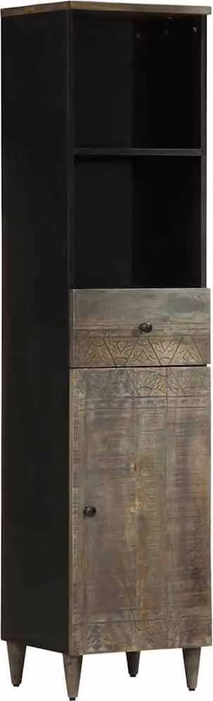 Armario de baño Prolenta en madera de mango color negro con puertas batientes y estantes internos An/P/Al: 38 x 33 x 160 cm
