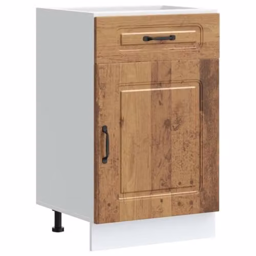 Armario de cocina Helloshop26 de estilo rústico en color marrón, fabricado en madera y MDF con puertas batientes y estantes internos, An/P/Al: 50 x 46 x 81,5 cm