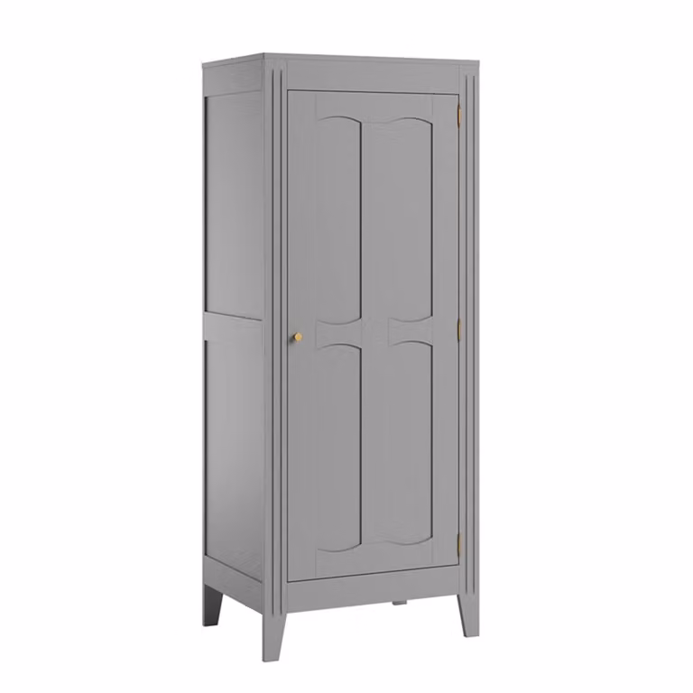 Armario Vox Milenne de una puerta con estantes y barra de colgar en gris y oro, An: 80 cm, P: 55 cm, Al: 197 cm