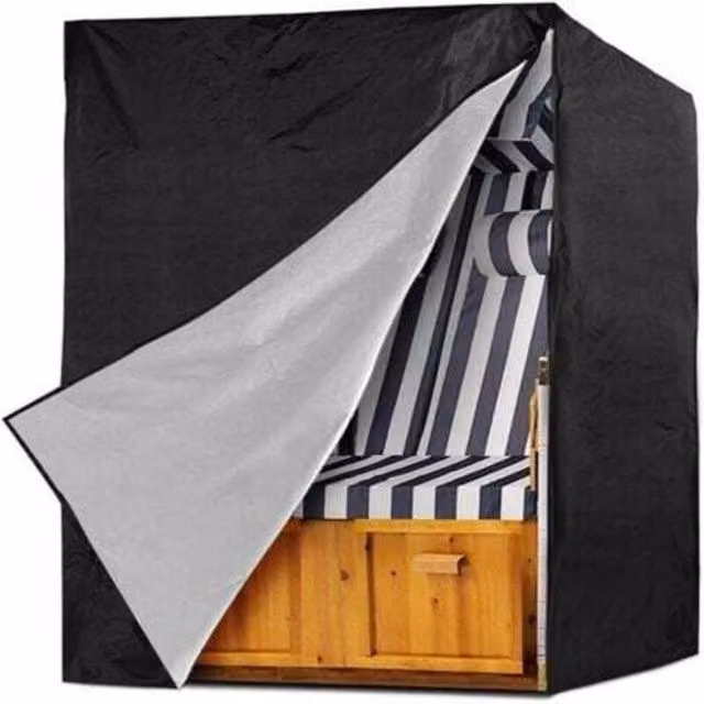 Funda impermeable de poliéster Oxford 210d para silla de playa, columpio de jardín o mecedora de patio, color negro, An/P/Al: 135 x 105 x 175/140 cm