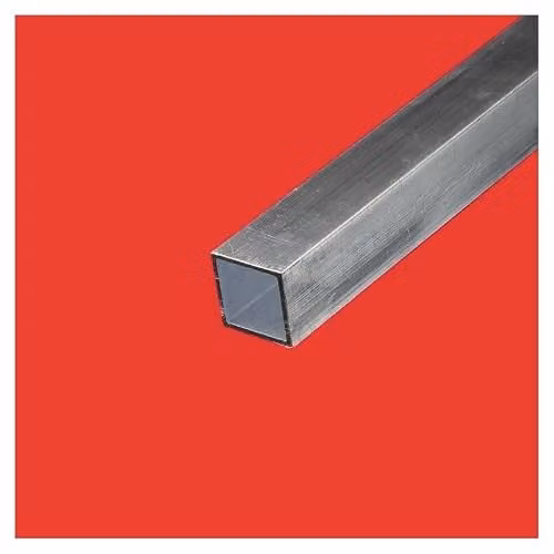 Tubo cuadrado de aluminio Commentfer color plata, An/P/Al: 60 x 60 mm, grosor: 4 mm, longitud: 4 metros