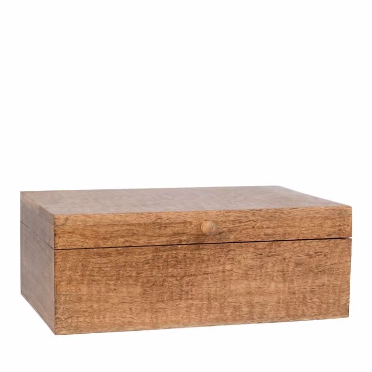 Caja de madera de mango con tapa de Maisons du Monde en color marrón