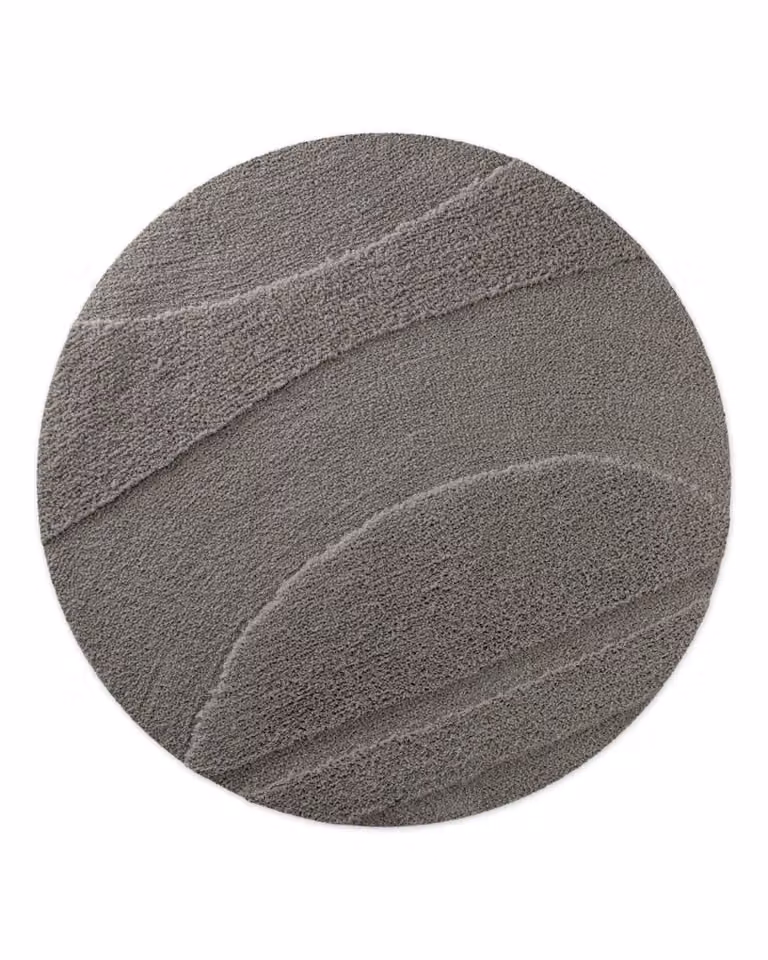 Alfombra de baño redonda Wecon Home en gris, con relieve y antideslizante, Diámetro: 80 cm