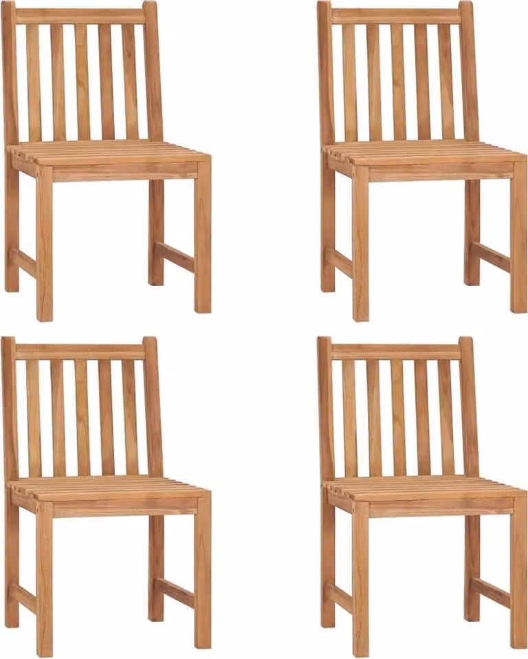 Set de 4 sillas de jardín Syfax de madera de teca con cojines de poliéster resistente a los rayos UV en colores gris, antracita o marrón