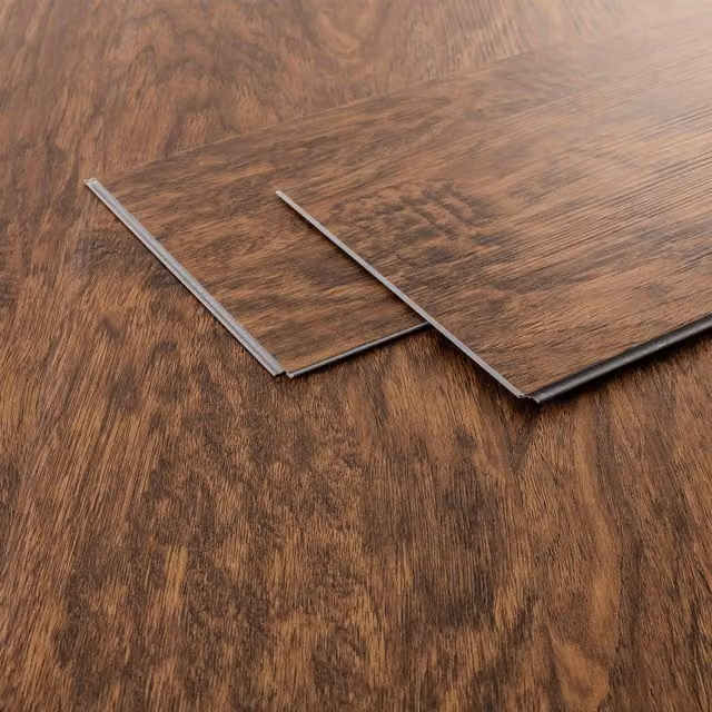 Suelo vinílico de PVC ML Design Modern Living con efecto madera acacia marrón, sistema de click, 7,7 m², An/P: 122 x 18 cm, grosor 4,2 mm, impermeable y antideslizante clase NK34
