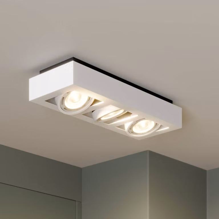 Lámpara de techo Arcchio moderna en aluminio blanco, regulable y atenuable para salón o comedor