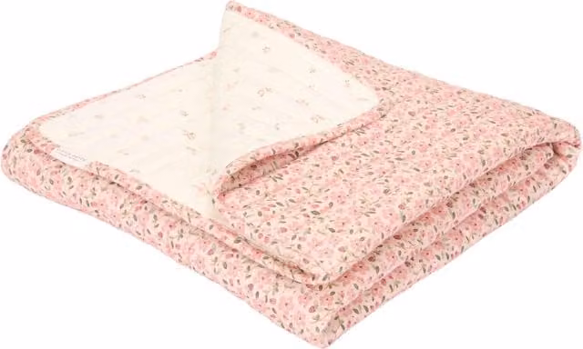 Colcha reversible de algodón orgánico Little Dutch Fairy Floral & Fairy Blossom para cuna, color rosa