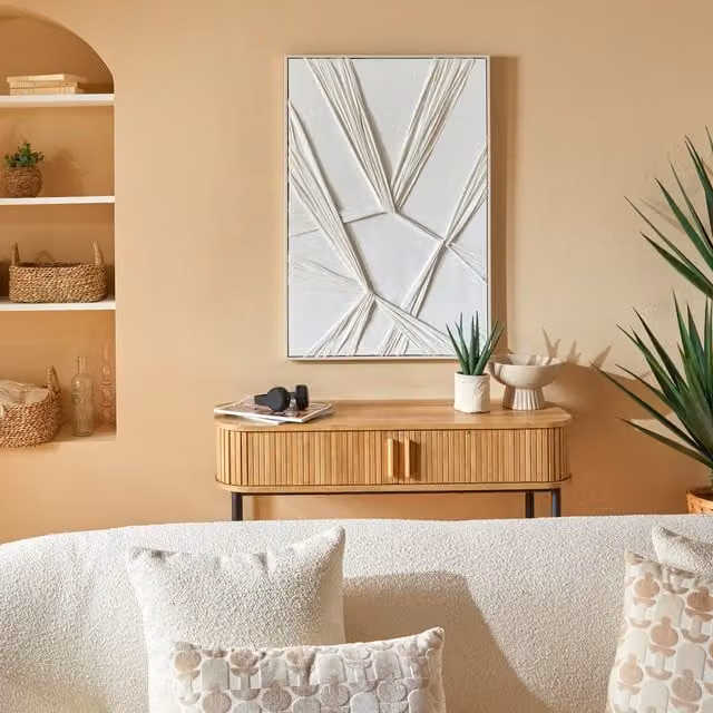 Decoración de pared abstracta Jyoti de Atmosphera en color blanco, An/P/Al: 62 x 92,4 x 1 cm