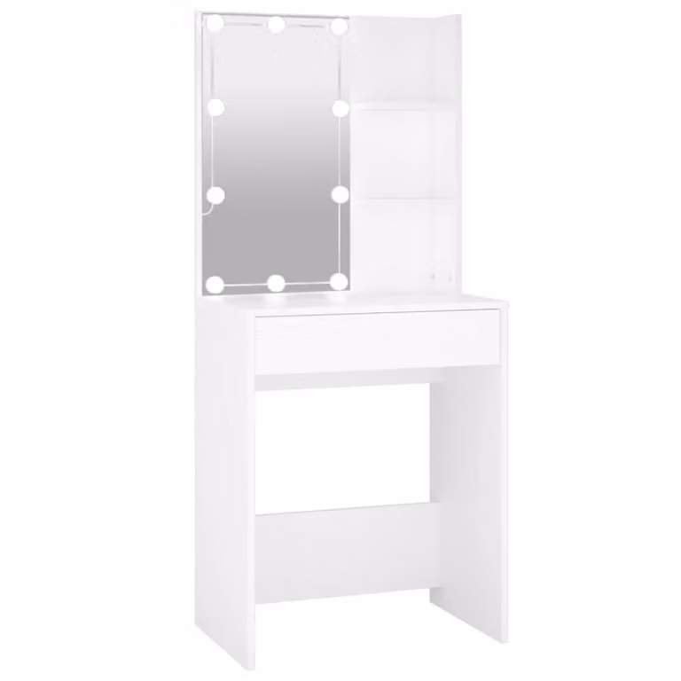 Tocador Hollywood con LED Maison Chic en madera blanca, An/P/Al: 60 x 40 x 140 cm