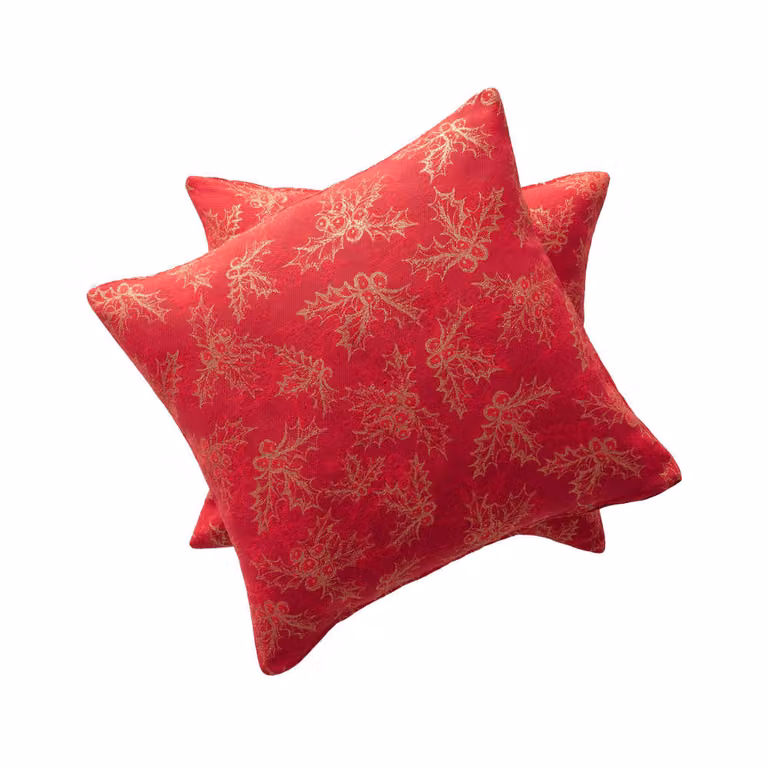 Lote de 2 fundas de cojín Gamusi de Navidad en jacquard de algodón y poliéster, color rojo, 45 x 45 cm