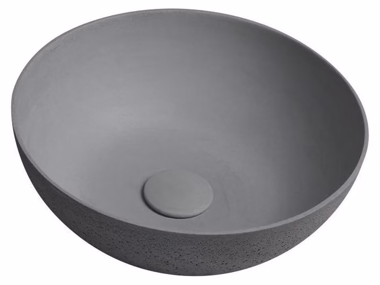 Lavabo de sobreponer Sapho FORMIGO de piedra natural redondo en color gris mate, Diámetro: 39 cm, Altura: 14 cm