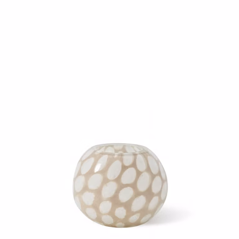 Portavelas de mesa Sia Deco en vidrio y cerámica con diseño de lunares en colores beige y marrón para tealight