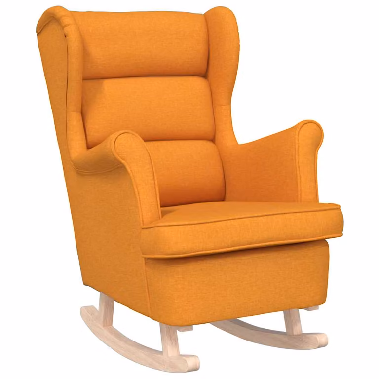 Silla mecedora de tela vidaXL en color amarillo con reposabrazos, An/P/Al: 74 x 90 x 102 cm