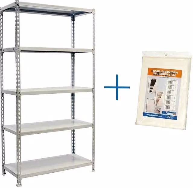 Estantería Simonrack de metal y madera con estantes regulables en color blanco y gris, Al x An x Pr: 200 x 100 x 40 cm