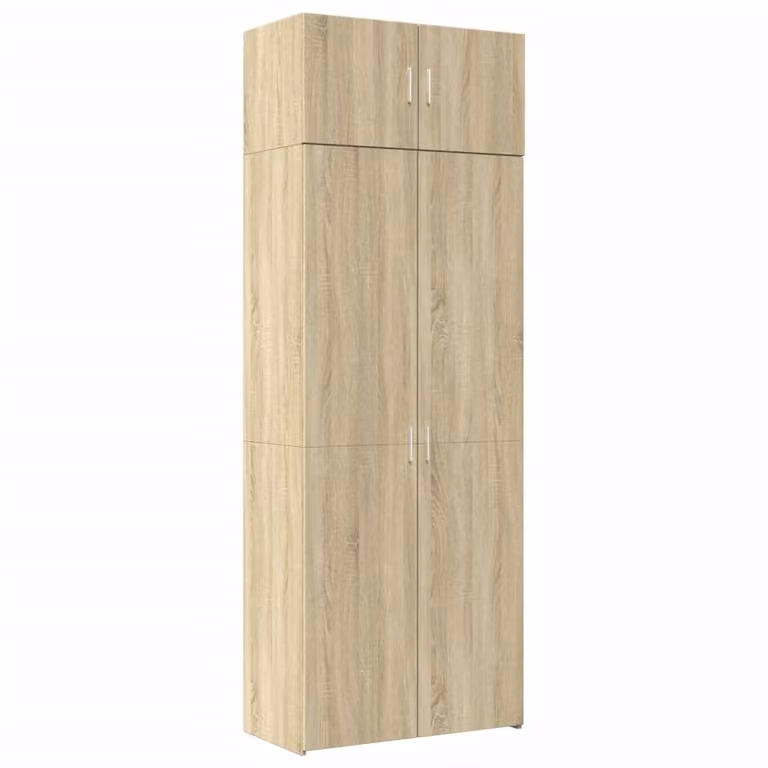 Armario Syfax de madera de roble en color beige y marrón con puertas batientes, An: 80 cm, P: 42,5 cm, Al: 225 cm