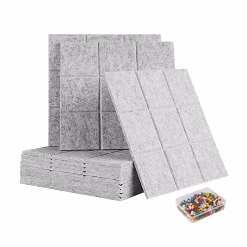 Pizarra de fieltro autoadhesiva Relaxdays, 12 unidades, Gris, An/P/Al: 30 x 30 x 0,9 cm
