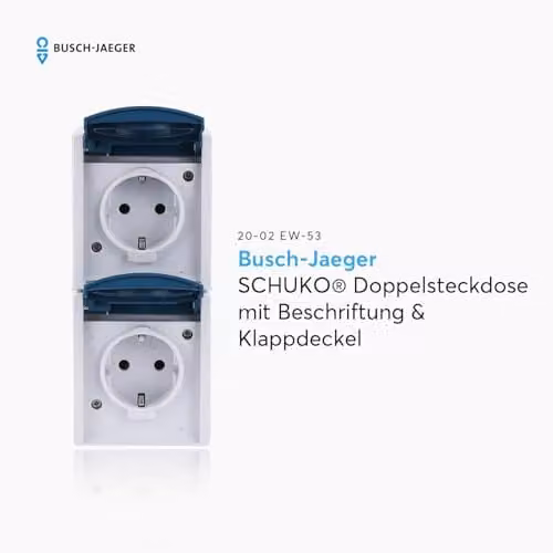 Enchufe Schuko Busch-Jaeger de superficie en color blanco o azul