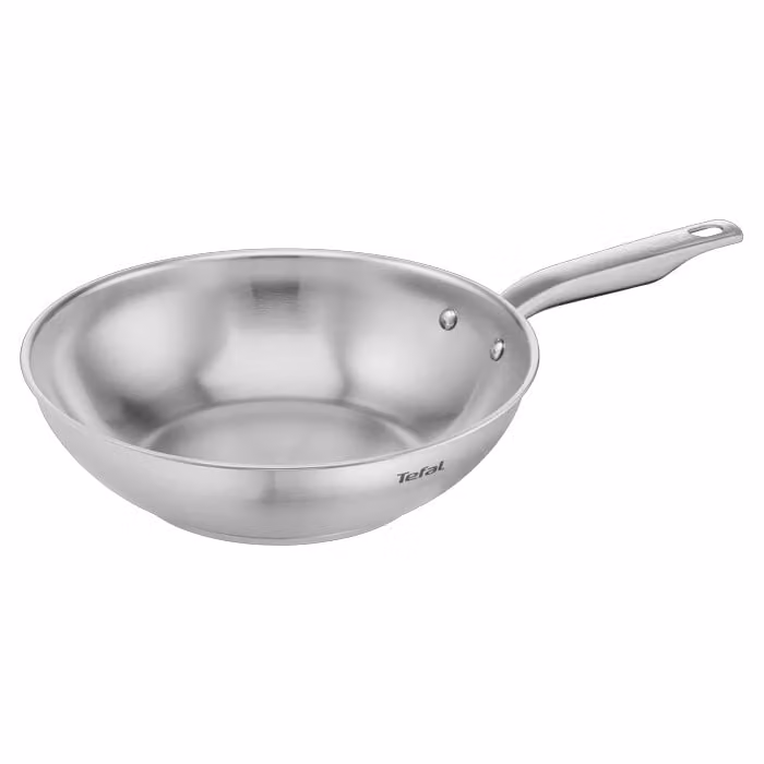 Wok Tefal Virtuoso de acero inoxidable color plata, diámetro 28 cm