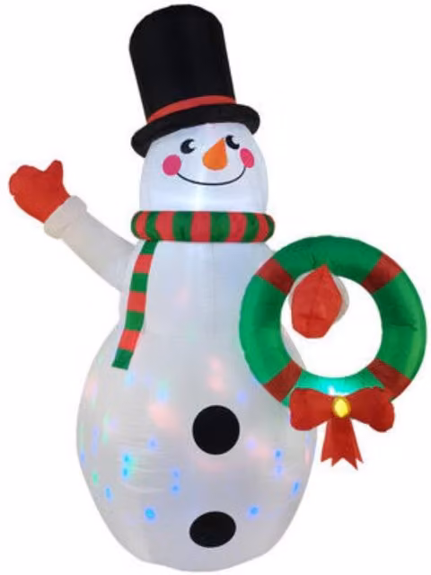 Muñeco de nieve inflable StarryLights multicolor y blanco de 242 cm para decoración navideña