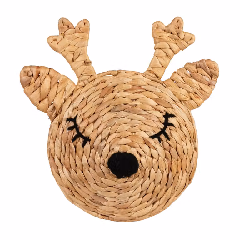 Decoración de pared de ciervo boho en ratán beige de Maisons du Monde An/Al: 23 x 32 cm