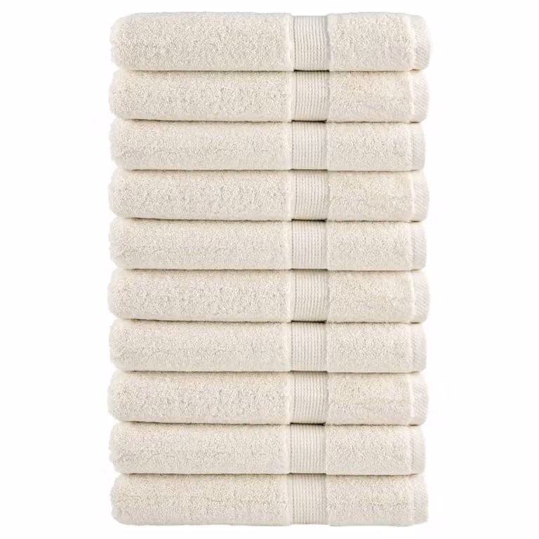 Pack de 10 toallas premium vidaXL SOLUND de algodón en color beige, An/P/Al: 100 x 200 cm, 600 gsm