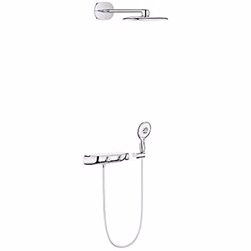 Set de ducha mural Grohe Rainshower Smart 360 con monomando en color blanco mate y plata