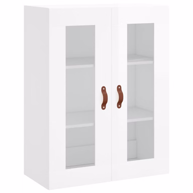 Armario de pared vidaXL moderno en blanco brillante con puertas de cristal, An/P/Al: 69,5 x 34 x 90 cm