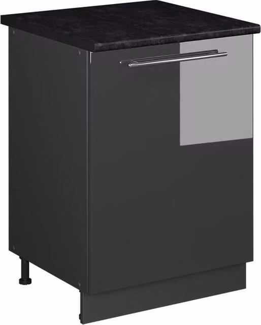 Mueble bajo para fregadero Vicco Fame-Line en color antracita alto brillo, An: 60 cm, Al: 82 cm, P: 26,5 cm