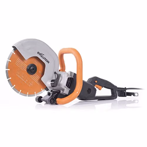 Sierra para hormigón Evolution Sierra R255DCT de 255 mm con capacidad de corte de 102,5 mm y hoja de diamante premium, color naranja