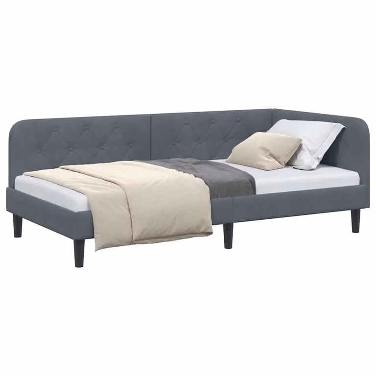 Estructura de cama tapizada vidaXL en terciopelo gris de 90 x 190 cm