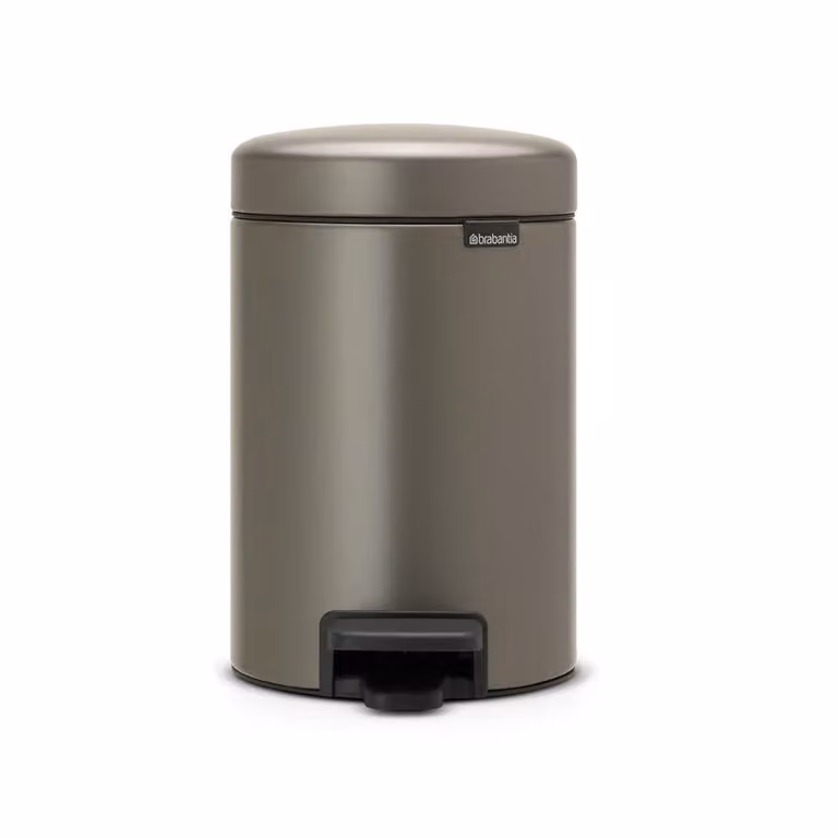 Papelera con pedal Brabantia newIcon de 3 l en color plata o marrón con cubo interior extraíble y filtro de olores, An/P/Al: 23,5 x 17 x 26,4 cm