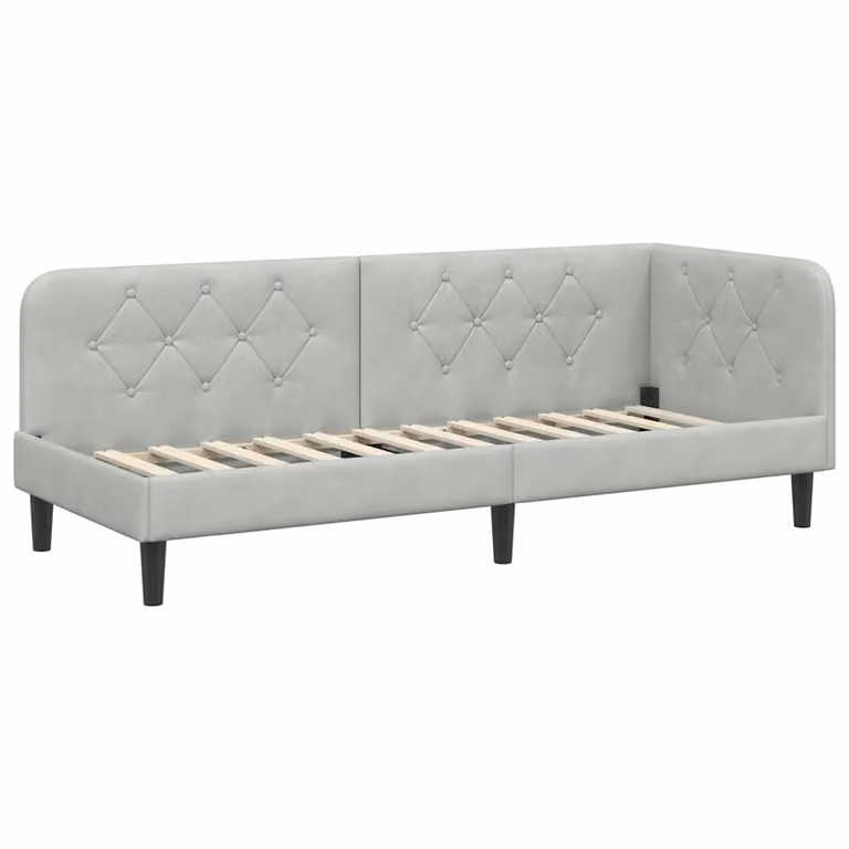 Estructura de cama de esquina vidaXL tapizada en terciopelo gris An/P: 80 x 200 cm